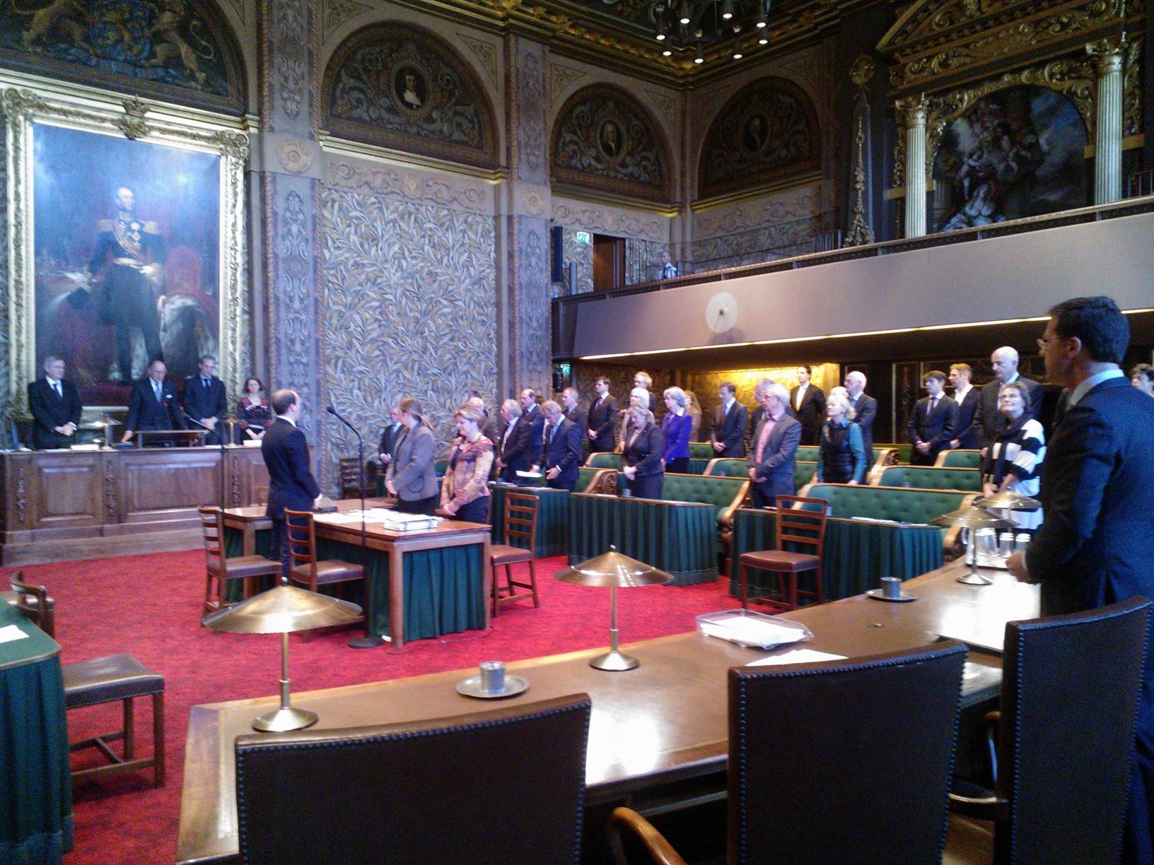 Herdenking de heer Kooijmans in plenaire zaal Eerste Kamer